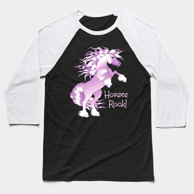 Horses Rock Baseball T-Shirt by bhymer